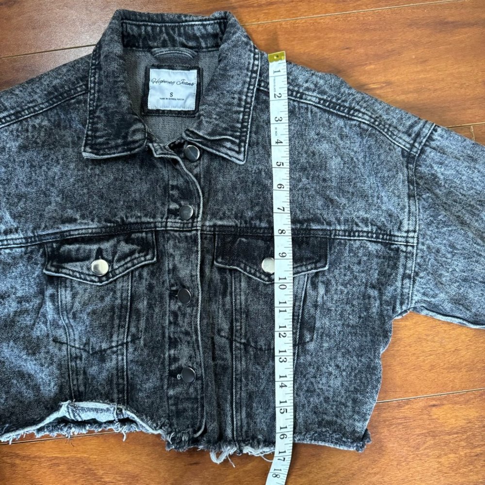 Highway Jeans Cropped Denim Jacket Raw Hem Edging Size S - Picture 10 of 12